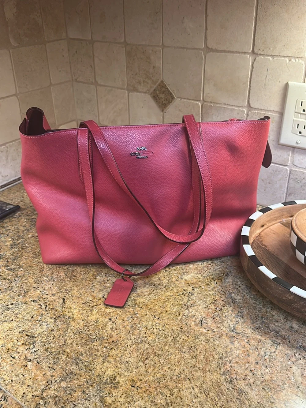 Coach Pink Pebbled Leather Shoulder Tote